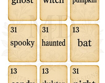 Halloween Vocabulary Flashcards Printable | Spooky Word Learning Cards | Instant Download Digital Print | Educational Halloween Decor