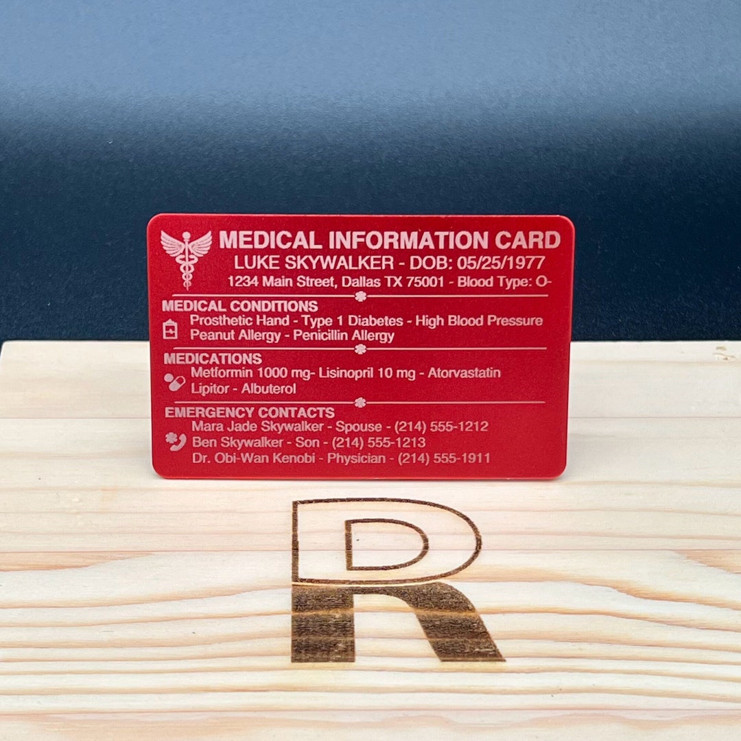 Custom Medical Information Card in Case of Emergency Wallet Card - Etsy