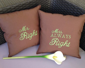 Mr. & Mrs. Right Pillow for the wedding