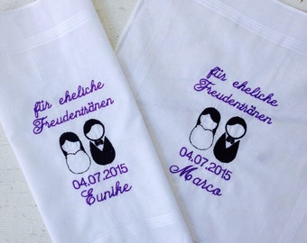 Freudentränen Taschentuch mit Brautpaarmotiv