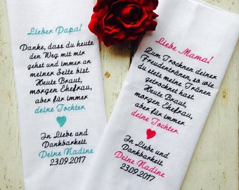 Tears of joy handkerchiefs for the bride's parents