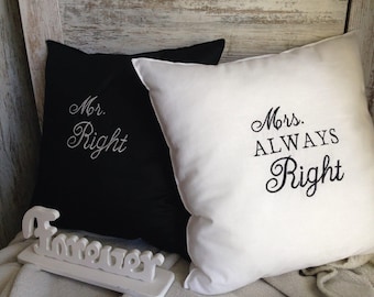 Mr. & Mrs. Right Pillow for the wedding