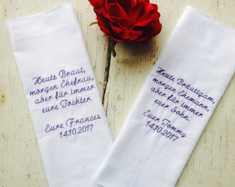 Bestickte Freudentränen Taschentücher für die  Hochzeit