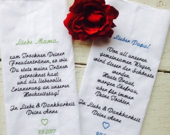 Embroidered Delights tears handkerchiefs for the wedding