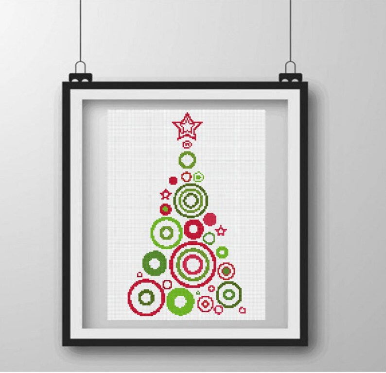 Christmas tree cross stitch pattern pdf Christmas vintage ornament New Year Xmas tree home decor pattern Cute modern Gift Ornament
