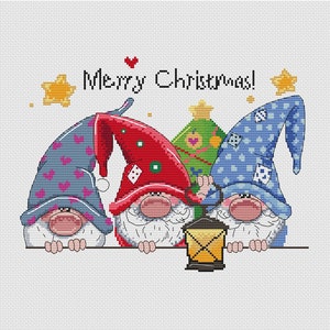 Christmas cross stitch pattern pdf - Gnome xstitch - Scandinavian ornaments - Modern winter dwarfs - Xmas funny set - Cute Noel Tomte Nisse