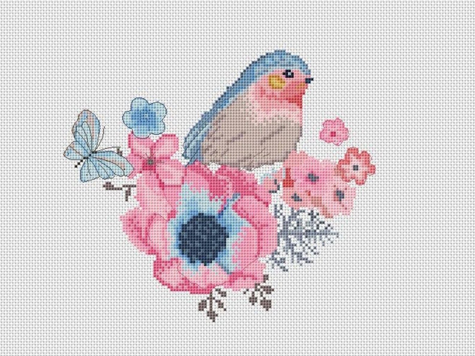 Birds Cross Stitch Pattern PDF Nature Needlepoint Chart Etsy