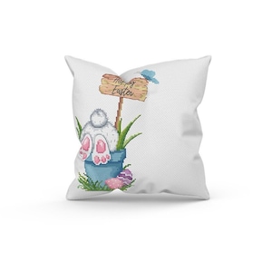 easter cross stitch pattern, bunny cross stitch pattern, easter eggs pdf, counted cross stitch pattern, rabbit cross stitch pattern, holy easter cross stitch, pillow cross stitch