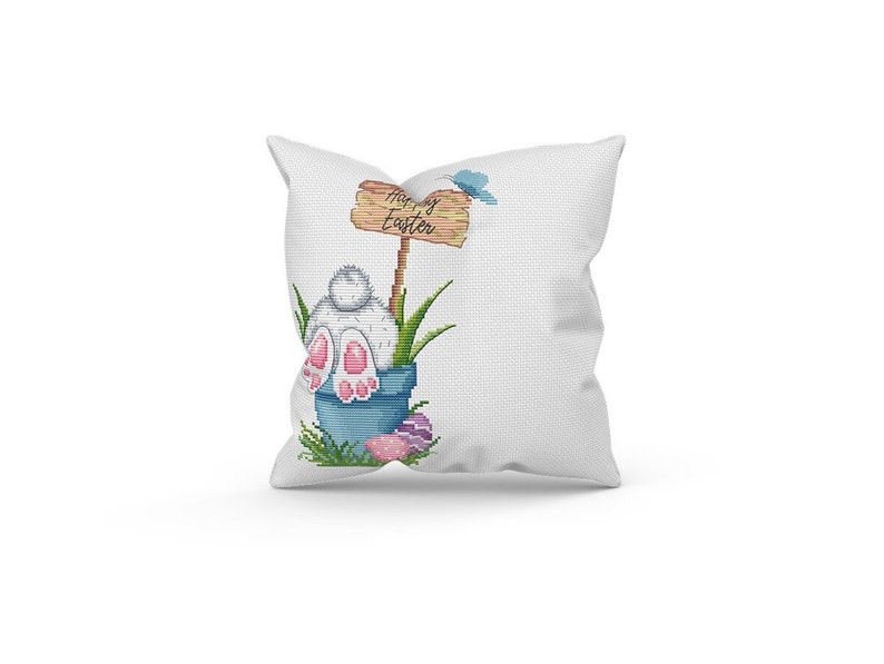 easter cross stitch pattern, bunny cross stitch pattern, easter eggs pdf, counted cross stitch pattern, rabbit cross stitch pattern, holy easter cross stitch, pillow cross stitch