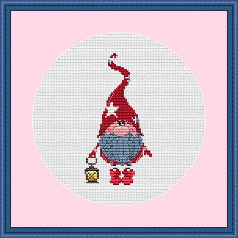 Gnome Cross Stitch Pattern Christmas Ornament Pdf Cute Etsy
