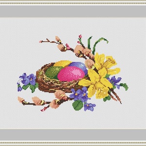 easter cross stitch pattern, eggs cross stitch pattern, easter eggs pdf, counted cross stitch pattern, rabbit cross stitch pattern, holy easter cross stitch, spring cross stitch, floral cross stitch pattern