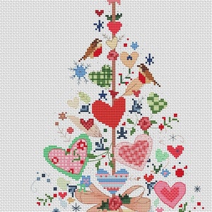 Christmas cross stitch pattern Pdf - Winter tree cute ornament  - Christmas tree gift pillow - Nordic holiday ornaments - Scandinavian decor