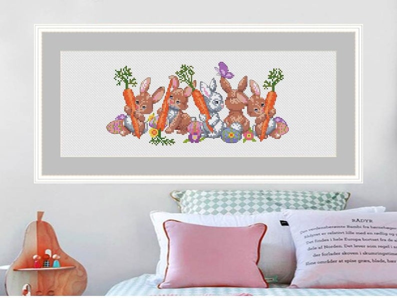 easter cross stitch pattern, bunny cross stitch pattern, easter eggs pdf, counted cross stitch pattern, rabbit cross stitch pattern, holy easter cross stitch, bunnies cross stitch