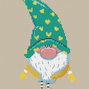 Valentines gnome cross stitch pattern, Scandinavian ornament decor, Love card gift for him, easy Gnome, Needlepoint Patterns for beginner