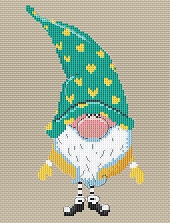 Valentines gnome cross stitch pattern Scandinavian ornament | Etsy