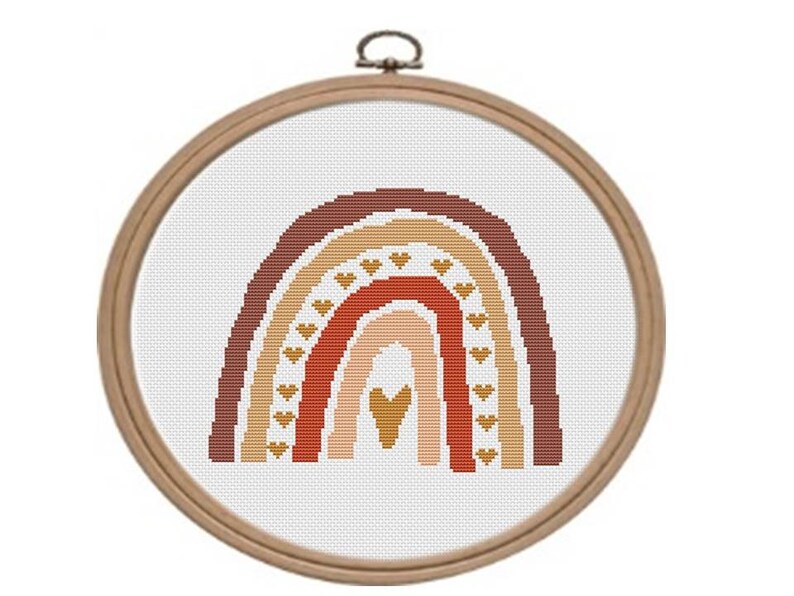 Rainbow Cross Stitch Pattern Boho Embroidery Decor Easy Etsy