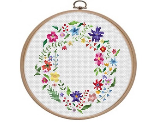 Floral Letter Cross Stitch Pattern Flower Boho Monogram Pdf - Etsy