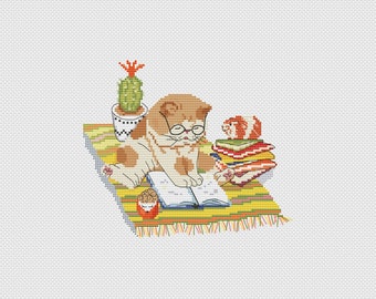 Motif de point de croix de chat, Livres au point de croix pdf, Conception drôle, Tableau de designer ukrainien, Cadeau pour les amoureux des chats, joyeux anniversaire à l'amant des chats