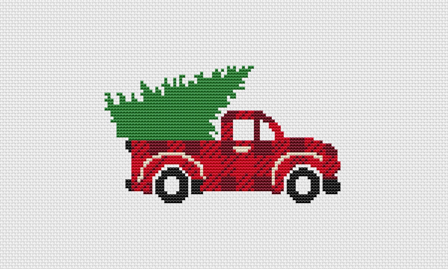 Christmas truck cross stitch pattern pdf Christmas boho Etsy