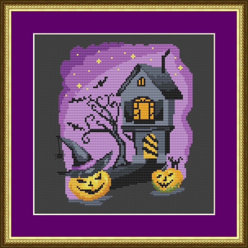 Halloween Cross Stitch Pattern Pumpkin Ornaments Black Cat Etsy