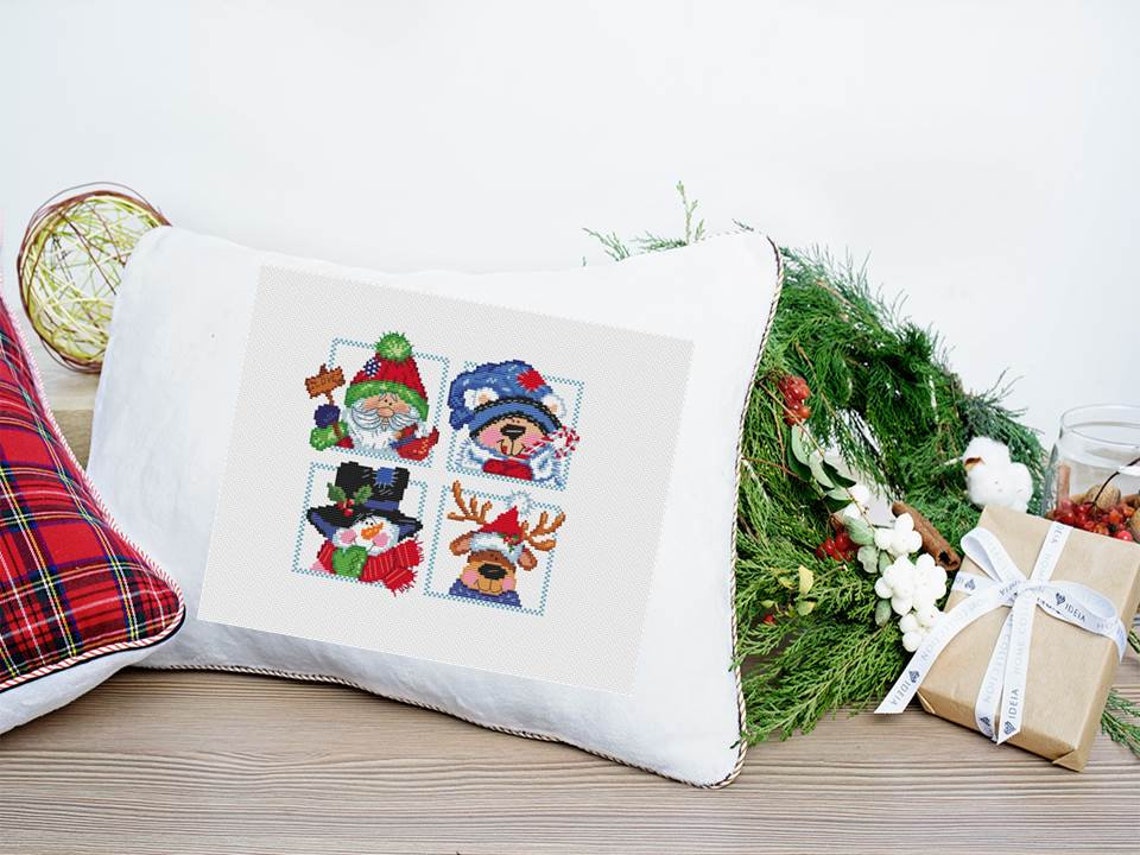 Christmas cross stitch patterns Xmas set of 4 Funny santa | Etsy