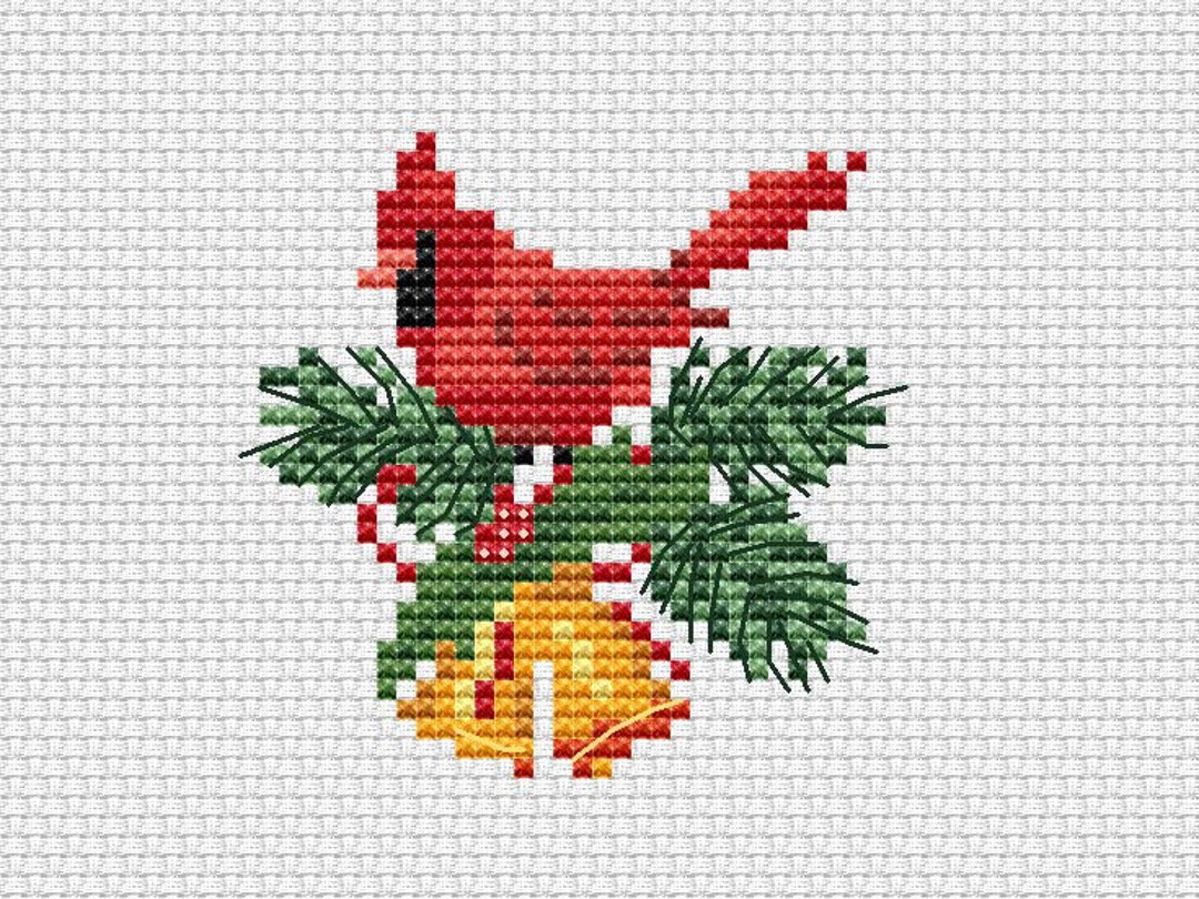 Christmas Cross Stitch Pattern Cardinal Ornament Smal Xmas Pdf