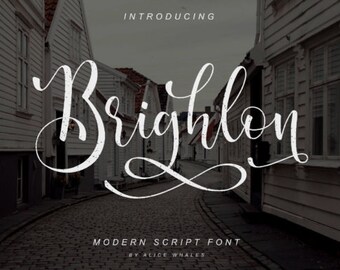 Brighlon Fonts Digital font Swirly Font Script Font Digital download swash font Handwritten font calligraphy font wedding font Cricut font