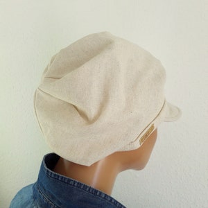 SOMMER Damen Kopfbedeckung Schildmütze Ballonmütze Weis/Natur Kreme 100% Baumwolle Chemo Alopezie Haarausfall Bild 4