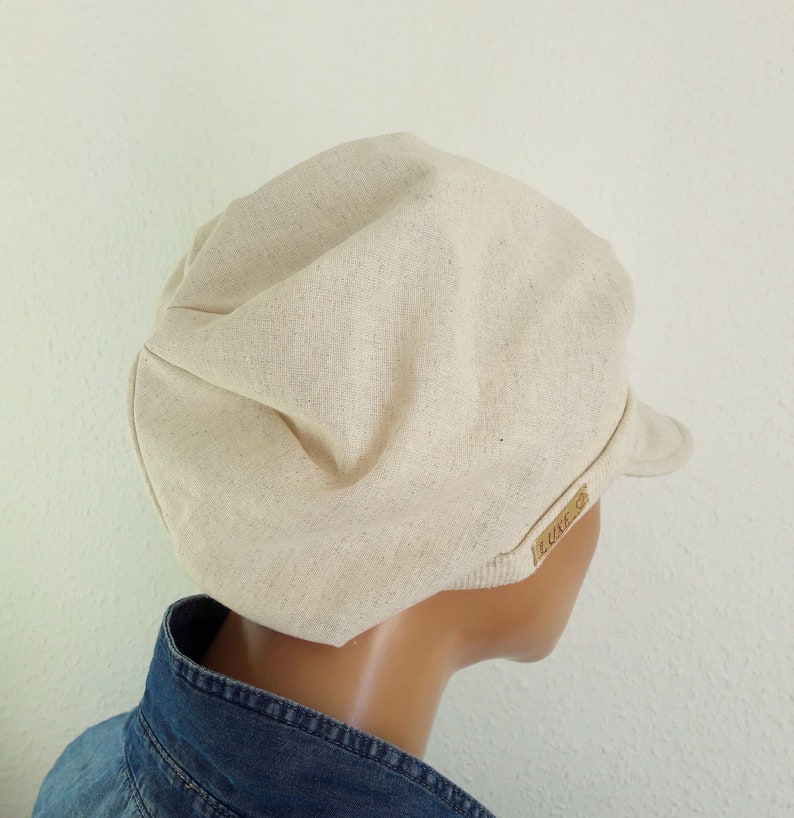 SOMMER Damen Kopfbedeckung Schildmütze Ballonmütze Weis/Natur Kreme 100% Baumwolle Chemo Alopezie Haarausfall Bild 4