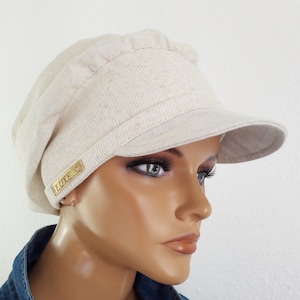 SUMMER women's headgear baseball cap white/nature cream 100% cotton chemo alopecia hair loss