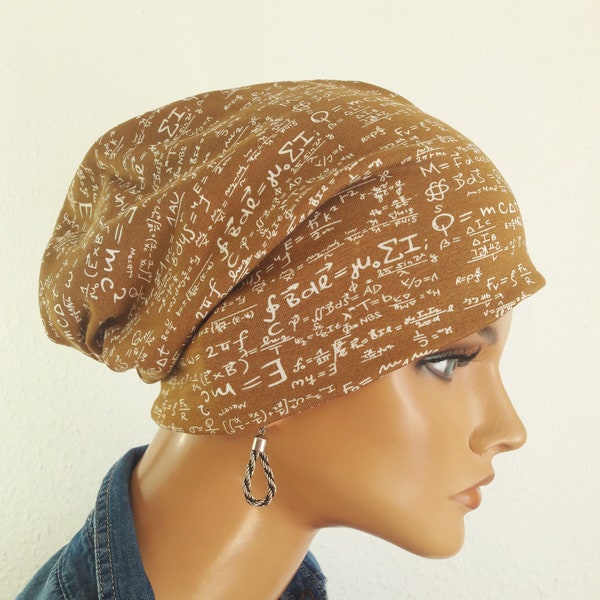 Casquette de retournement cool Bonnet Beanie Turban Brun Oliv écriture coton viscose jersey chimio alopécie au lieu de perruque