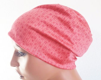 Doppellagige Frauen Beanie weiche Schlafmütze Mütze  Rosa  Super zarte Jersey  Chemo Alopezie statt Perücke