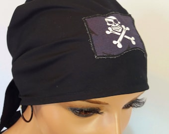 PIRATENTUCH  Kopfbedeckung Tuch Bandanas Todeskopf Schwarz Grau 100% Baumwolle Batist Helloween