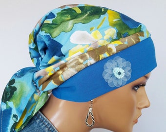Summer Women's Head Scarf Bandana Hat Blue Beige Turquoise Green Yellow 100% Cotton Chemo Alopecia St.Wig
