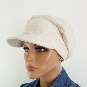 SUMMER Women's Headgear Shield Cap Balloon Cap White/Natural Kreme 100% Cotton Chemo Alopecia Hair Loss