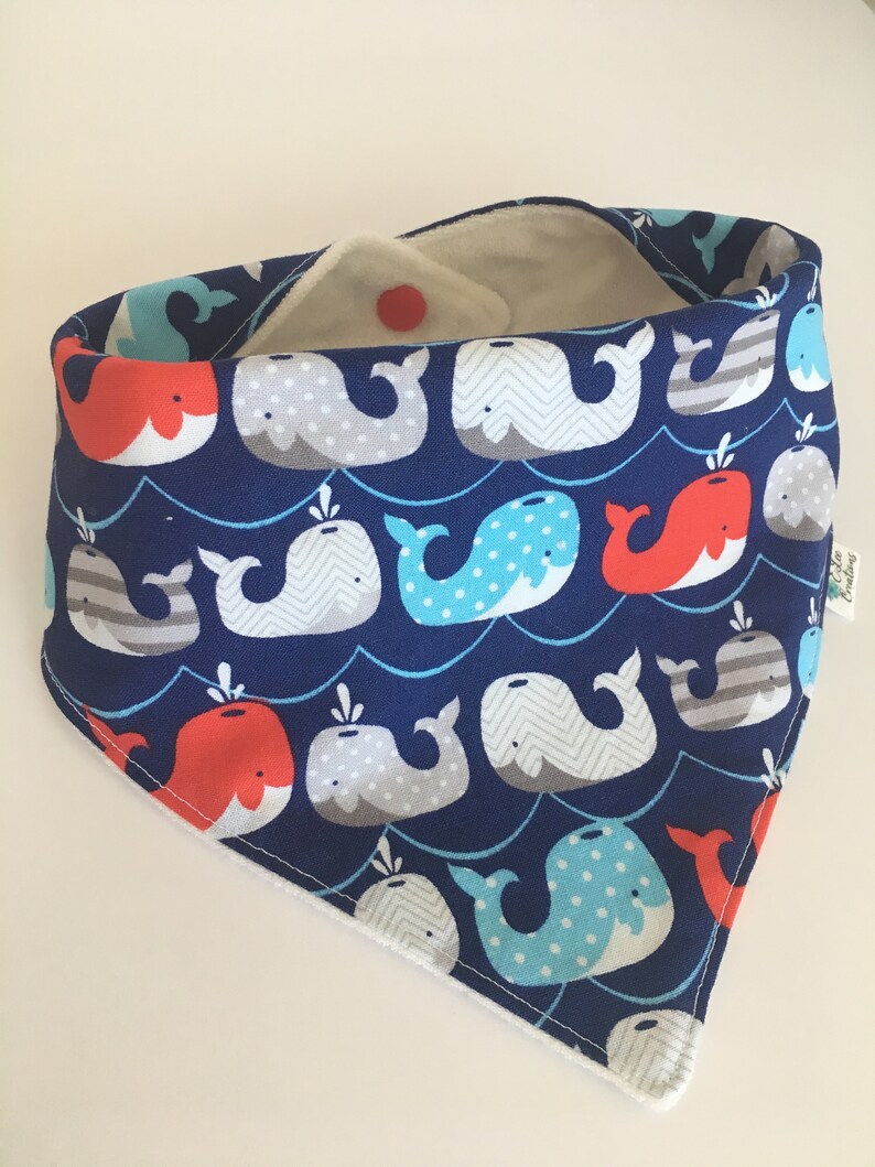 Baby Boy Bandana Bib Blue With Whales Red White Blue Gray Etsy