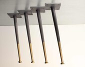 BICOLOR SPILLO Set-4 Feet steel for furniture, 50 39 style, H.20, 25, 30, 35,.40, 45 cm conical design, antique gold and iron finish