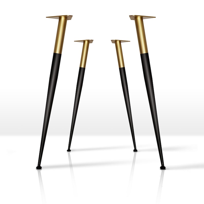 GoldNeck tapered steel table legs Mid Century vintage design Etsy