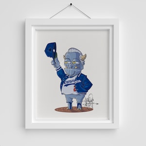 Tommy Lasorda Print | Baseball | Artwork | Fan Art | Baseball Wall Art | Baseball Prints | Monster Art | Dodger Monster | That One Artist