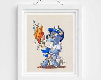 Monster Seags Print / TX #5 / TX Béisbol / Obras de arte / Arte de pared de Los Ángeles / Cartel de béisbol / Ese artista