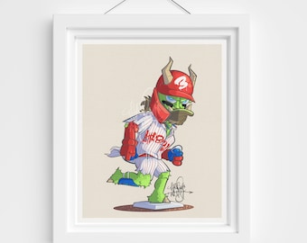 Monster Showman Print / PHL #3 / Philly Baseball / Obras de arte / Arte de pared de béisbol / Cartel de béisbol / Ese artista