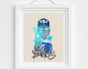 Monster Bobby Ice Print / LA #70 / LA Baseball / Obras de arte / Arte de la pared de béisbol / Cartel de béisbol / Ese artista