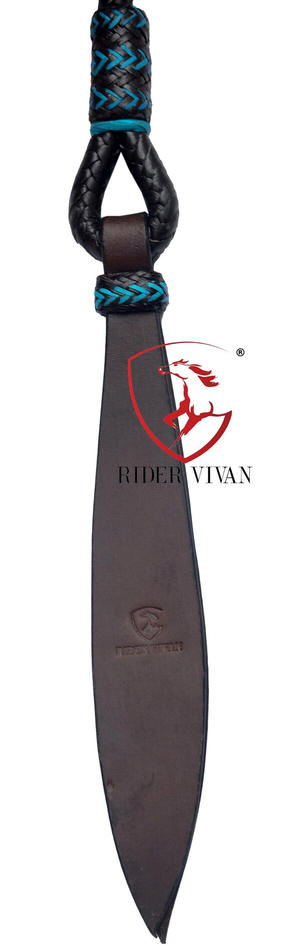 Rênes Romales Rider Vivan – Turquoise Et Marron – 10 Tresses – Cuir – 55''