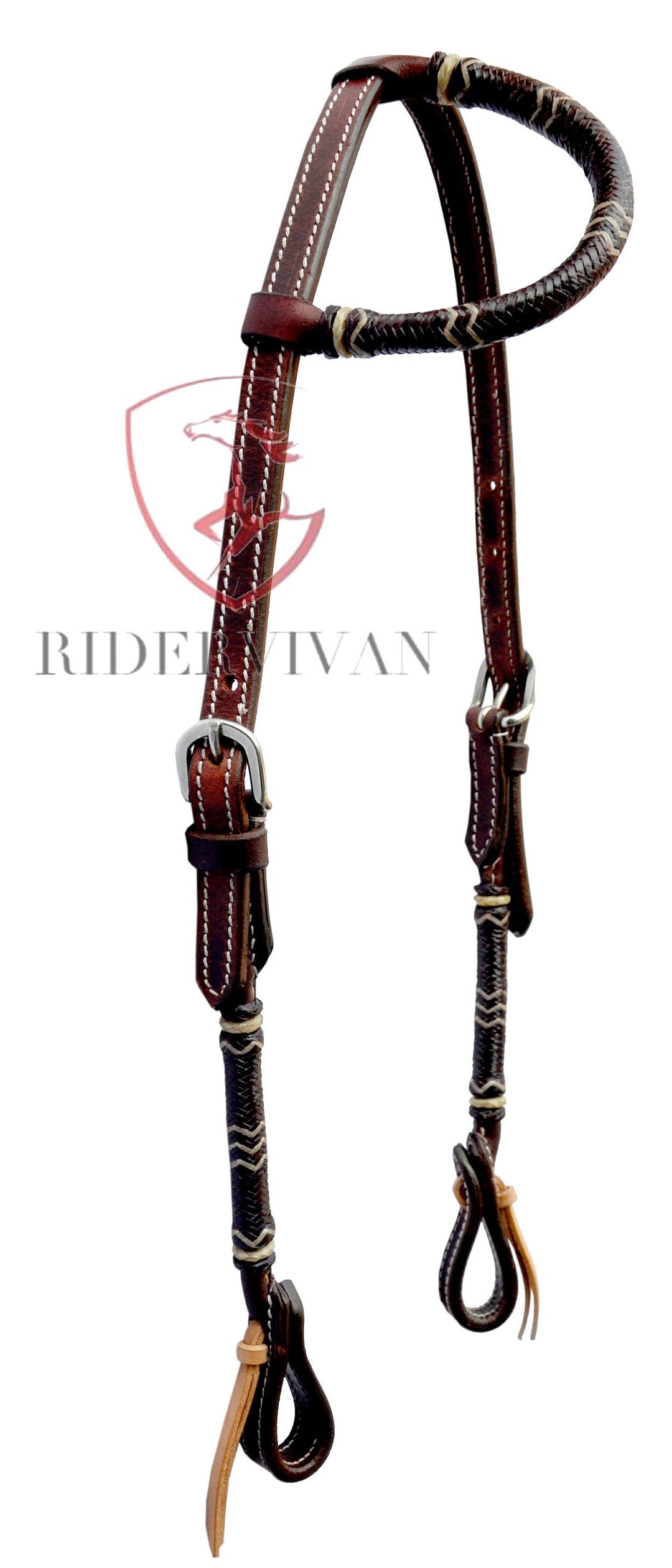 Premium Braided One-Ear Hot Oil Leather Headstall