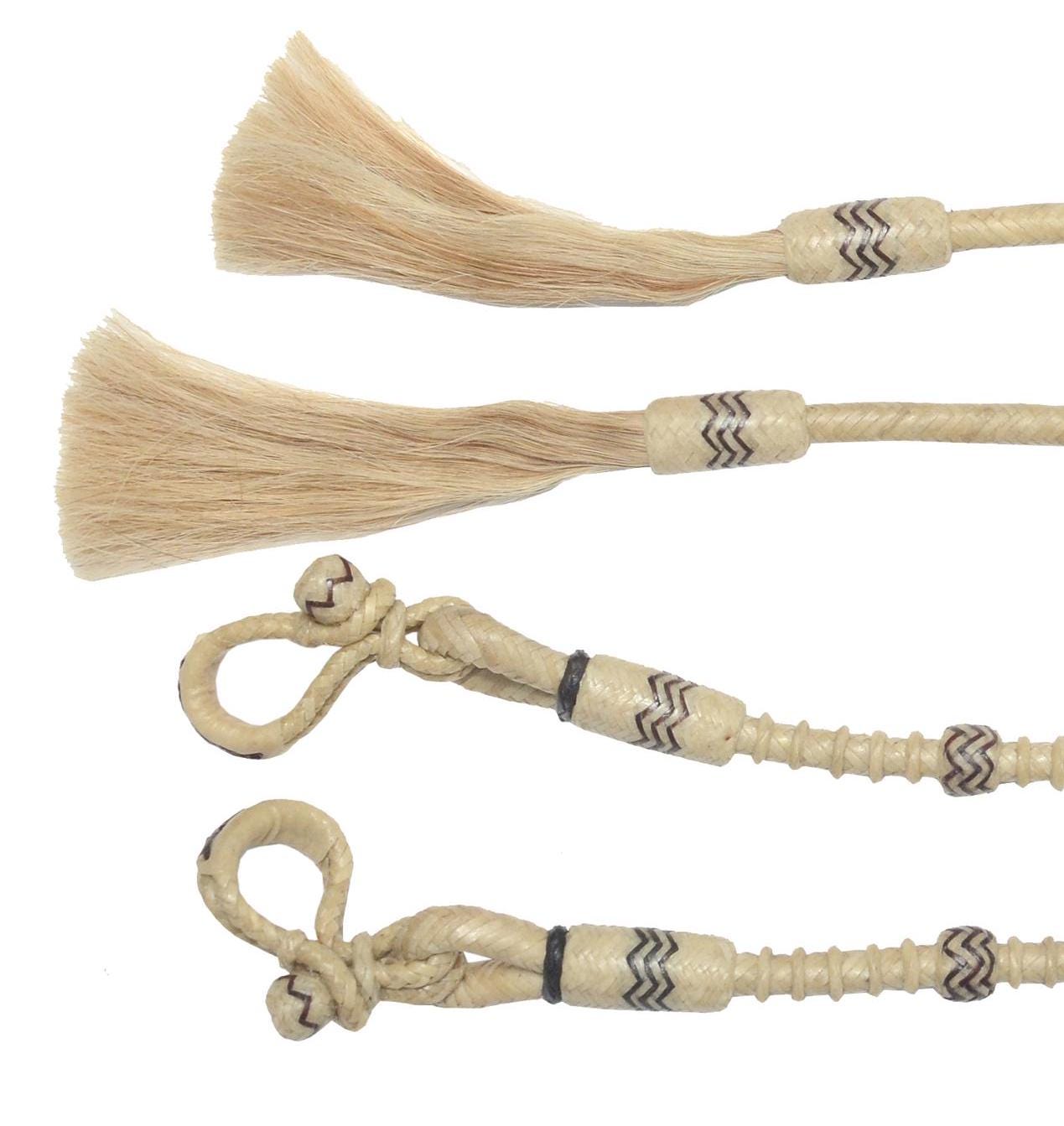 Rênes fendues tressées à la main 20 tresses de cuir brut brun