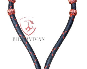 Handmade Rawhide Horse Bosal, Black & Red, 24 Plaits