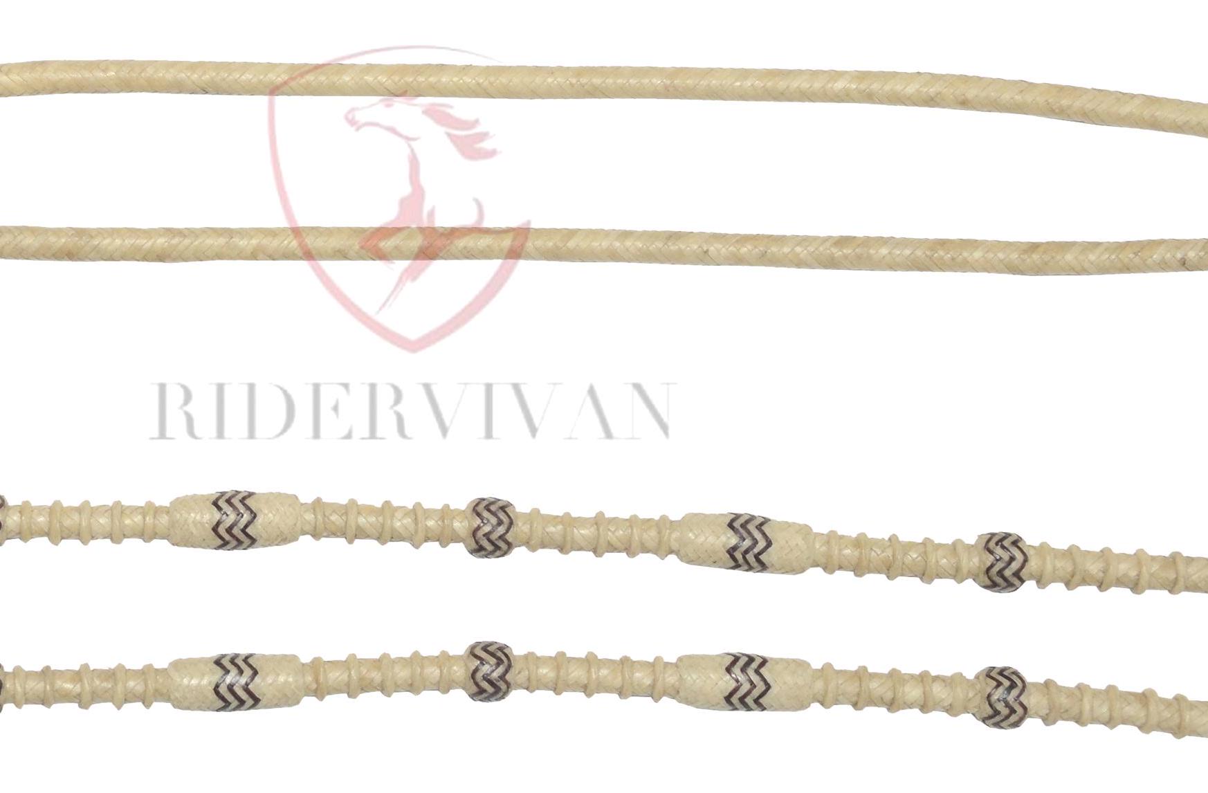 Redini Spaccate Intrecciate In Pelle Grezza Avana Con Nappa - Aledosaddlery - Per Cavallo