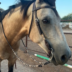 Hand Braided Dark Brown Romal Reins, Soft Leather Rommel Reins, 55" Long.