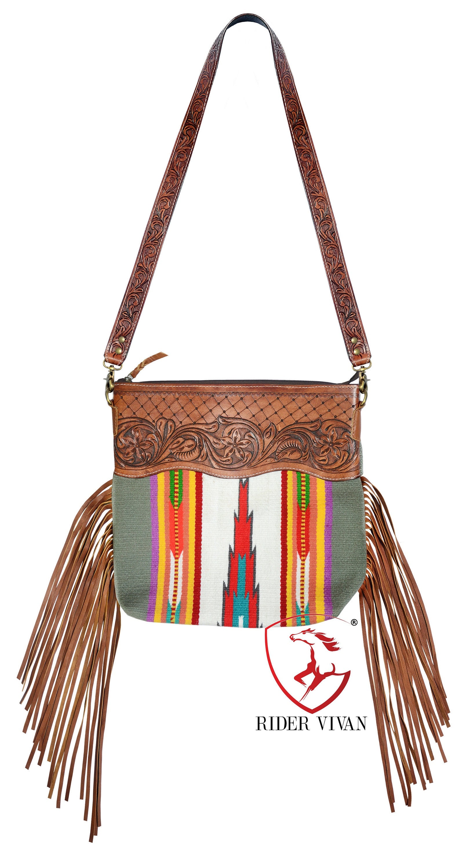 Tooled Leather n Fringe Crossbody Purse #8 – TCBrandShop