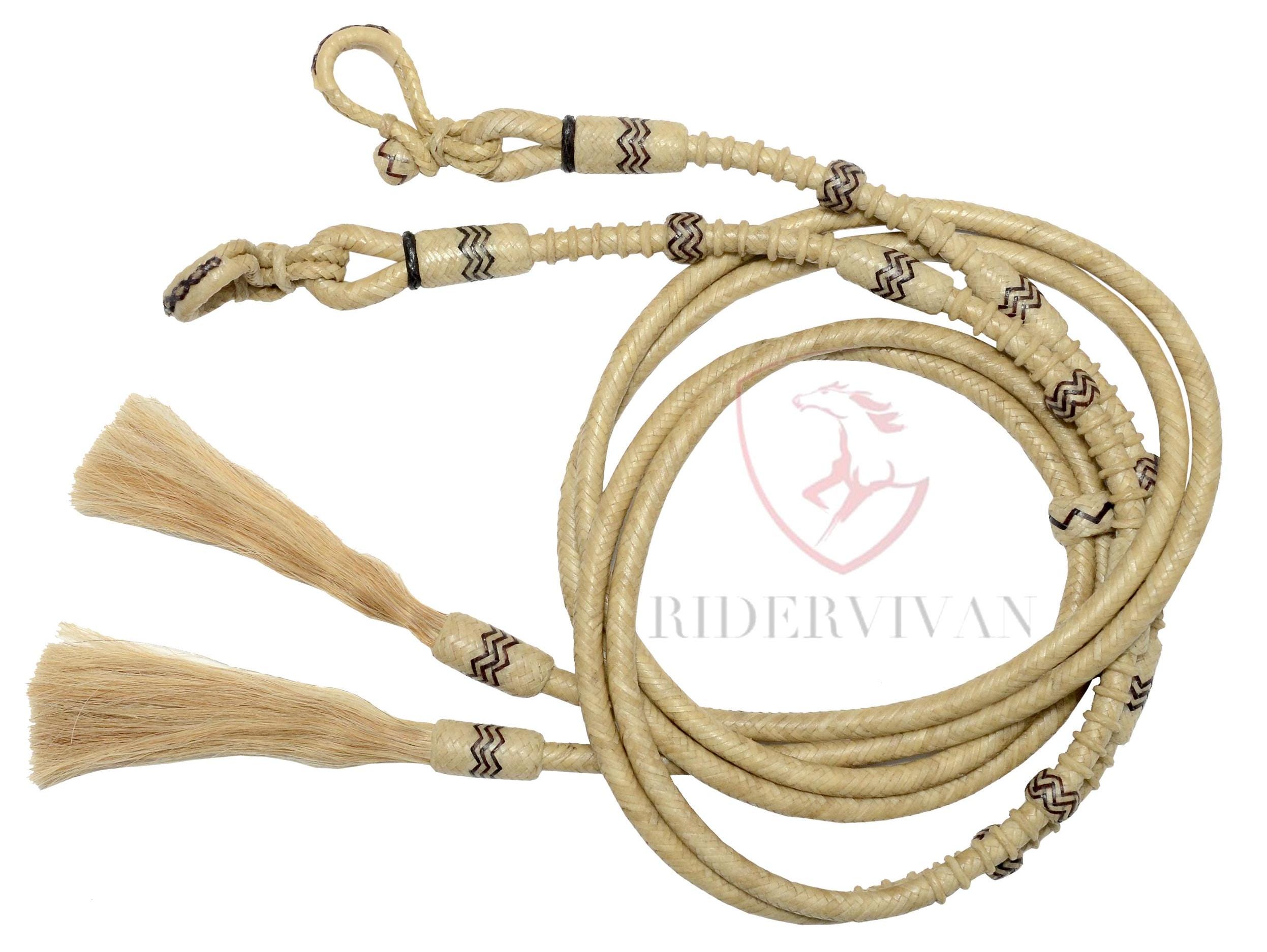 Rênes fendues tressées à la main, 20 tresses Rênes fendues Cuir brut